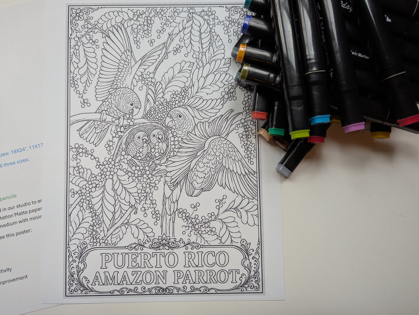 Akeke'e Critically Endangered Hawaiian Bird in a Ohia Tree Coloring Poster