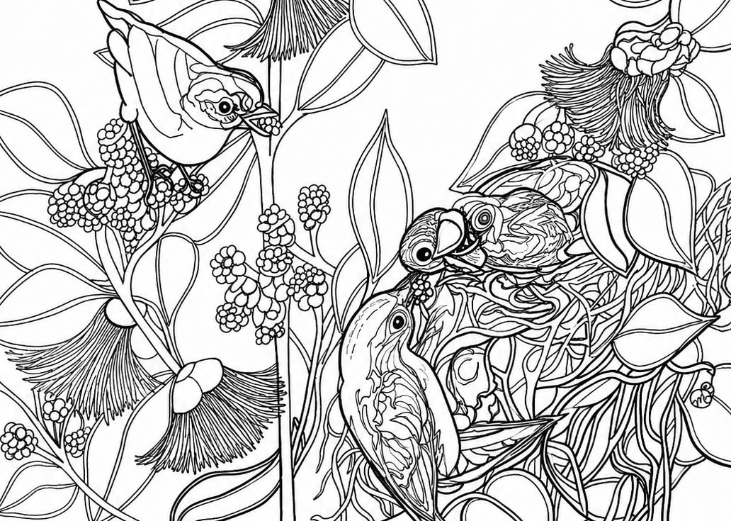 Cebu Flowerpecker Coloring Poster – Critically Endangered Bird Line Art – Hand‑Drawn Wildlife Illustration – Nature Education Decor