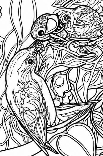 Cebu Flowerpecker Coloring Poster – Critically Endangered Bird Line Art – Hand‑Drawn Wildlife Illustration – Nature Education Decor
