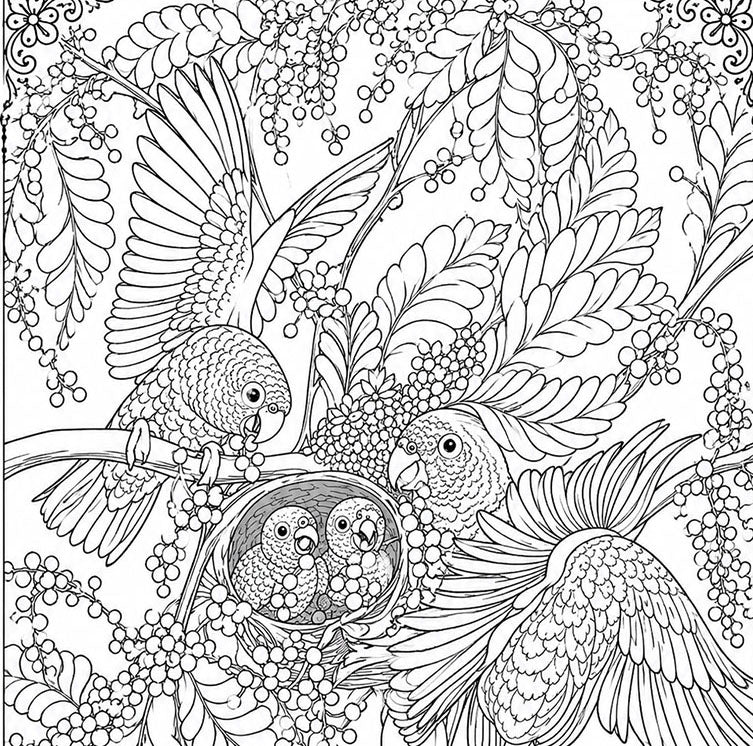 Puerto Rican Amazon Parrot Coloring Poster – Wildlife Conservation Art Print