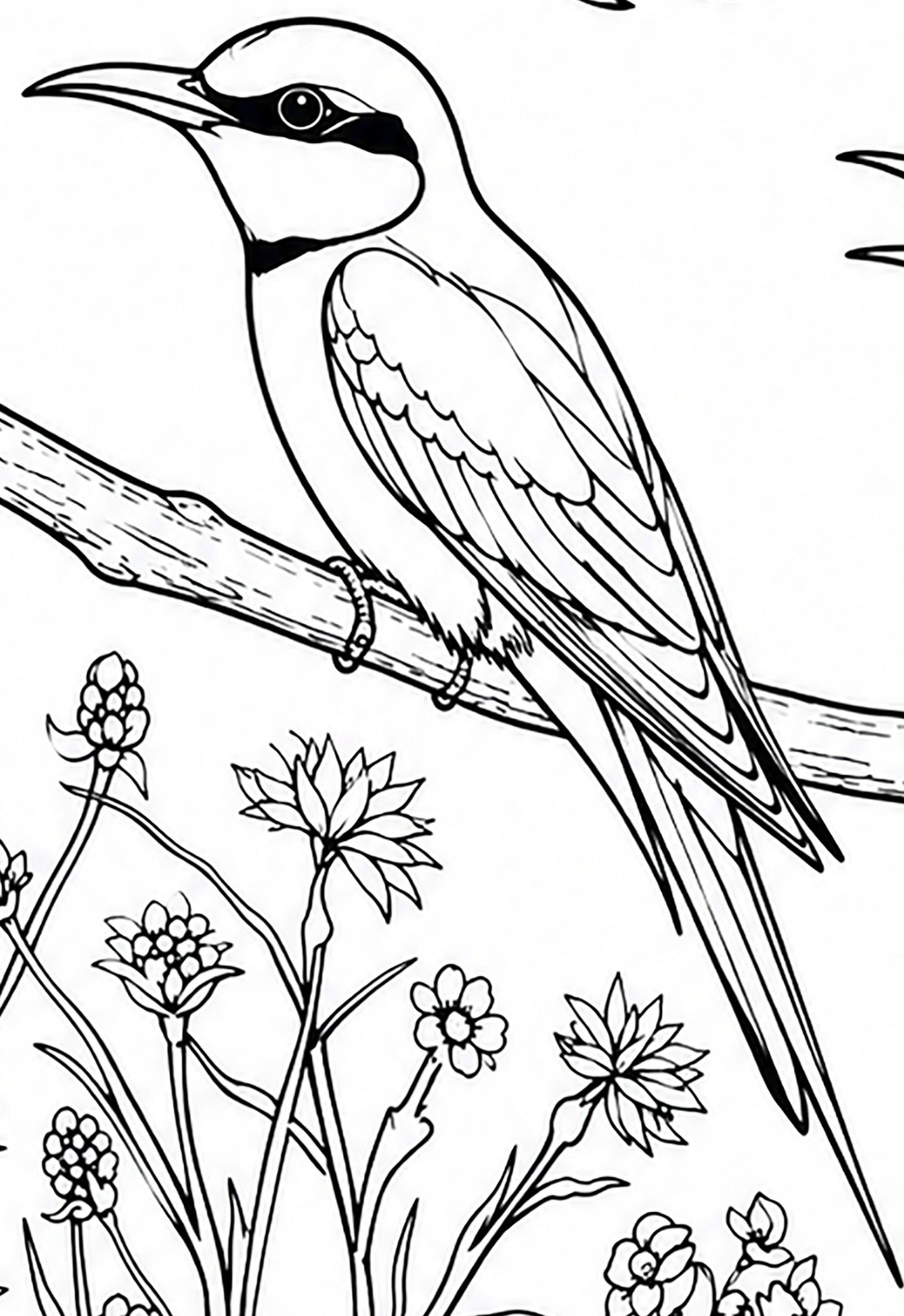 Bee Eater Coloring Poster – Exotic Bird Line Art | Wildlife Coloring Art