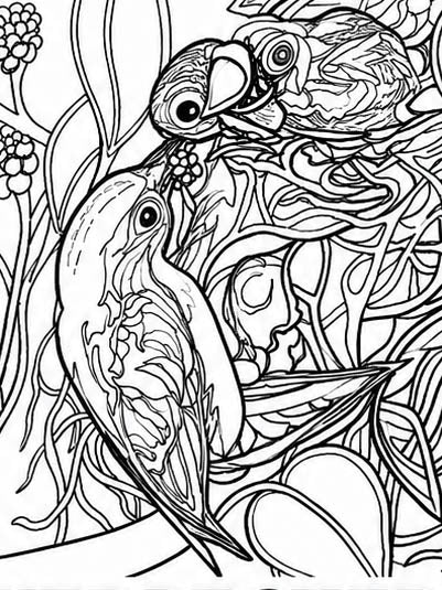 Cebu Flowerpecker Coloring Poster – Critically Endangered Bird Line Art – Hand‑Drawn Wildlife Illustration – Nature Education Decor