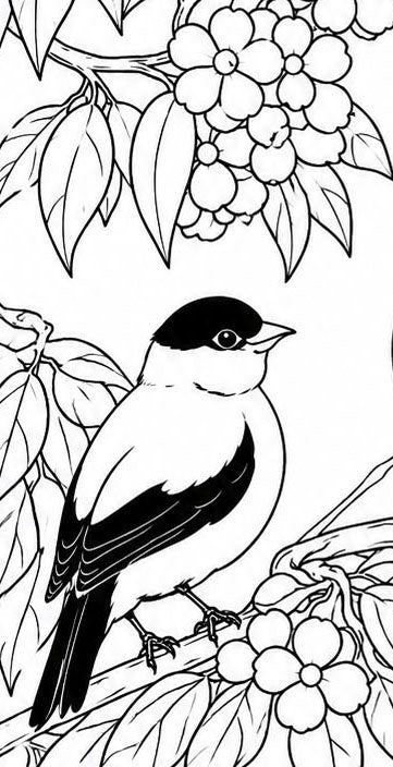 Araripe Manakin Coloring Poster – Critically Endangered Bird Line Art Print
