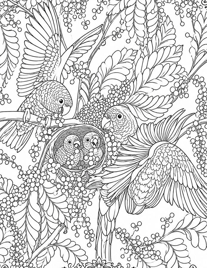 Puerto Rican Amazon Parrot Coloring Poster – Wildlife Conservation Art Print