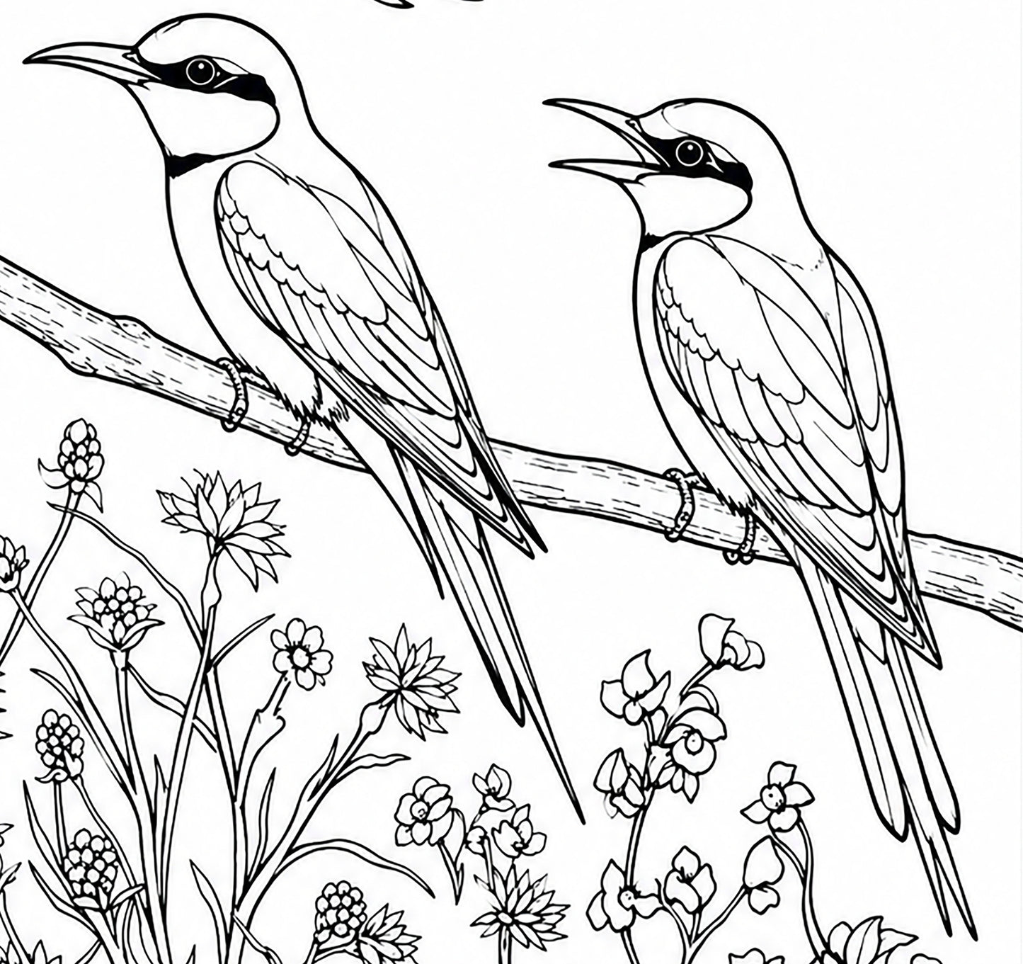 Bee Eater Coloring Poster – Exotic Bird Line Art | Wildlife Coloring Art